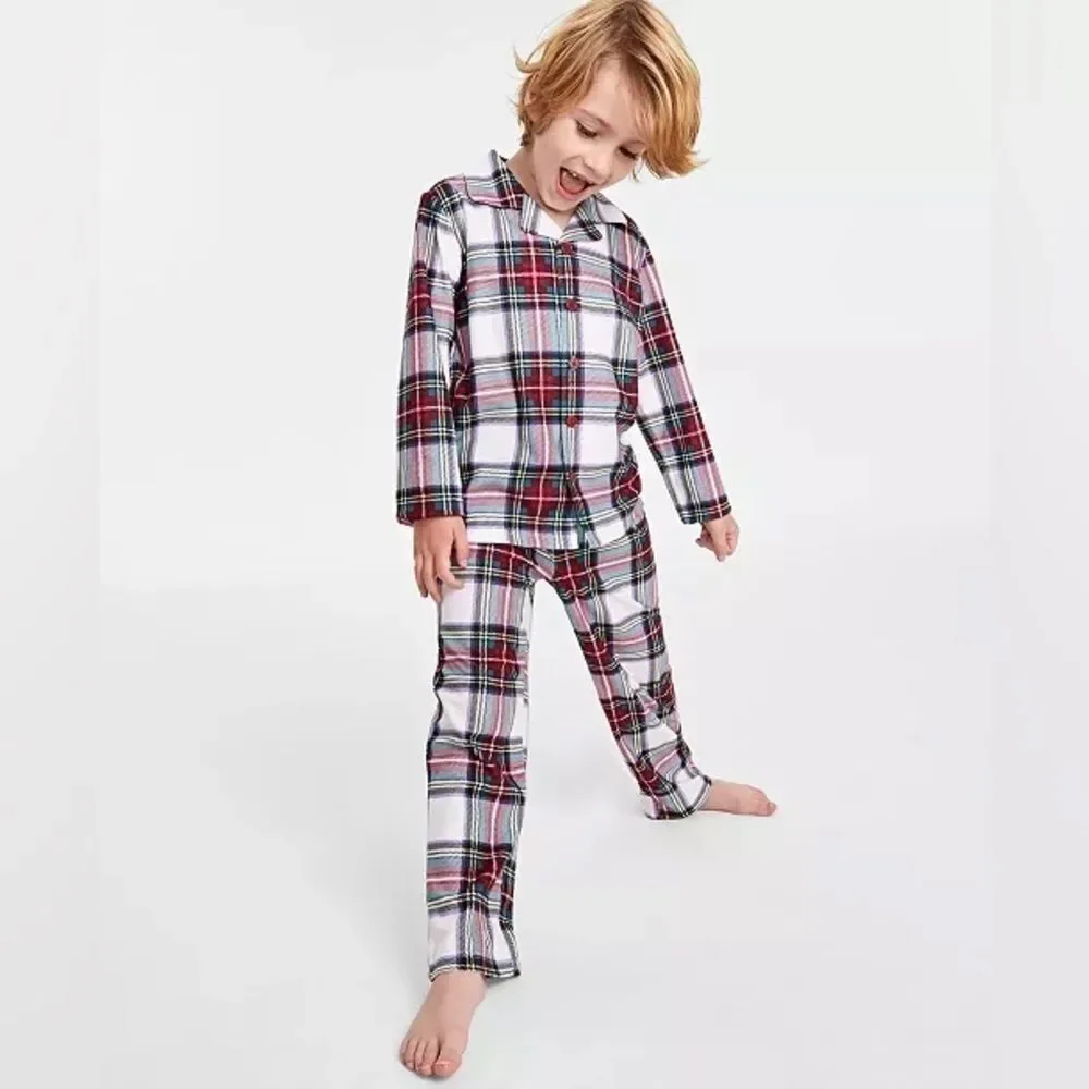 FAMILY PAJAMAS Matching Kids Stewart Plaid Pajama Set, Size 4-5 new